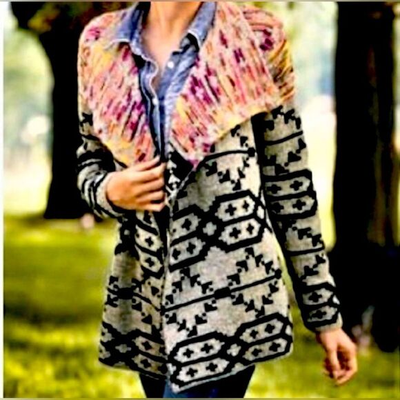 Soft Surroundings Calais Aztec Ultra Soft Open Cardigan Mix Media Pink Sz Small - Picture 1 of 5